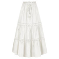 SD Maxi faldas largas para mujer, falda acampanada de línea a con cintura elástica y bolsillos, renacentista, verano, A30 - details 3