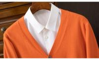 Cardigan de Punto para Hombres Vestido Suelto de Una Botónada con Cuello en V Color Sólido - details 28