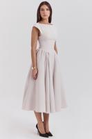 Vestido de noche elegante para mujer con escote en la espalda - Vestido largo sin mangas con pliegues para fiesta, graduación, vacaciones - details 32