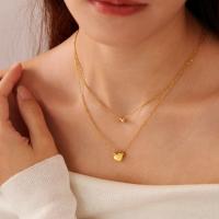 Collar de corazón de acero inoxidable de doble capa para mujer - Gargantilla de moda minimalista con diseño único - details 7
