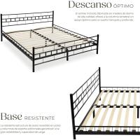 Cama de Boda de Acero Robusto Estructura de Acero con Somier de Láminas de Madera - details 4