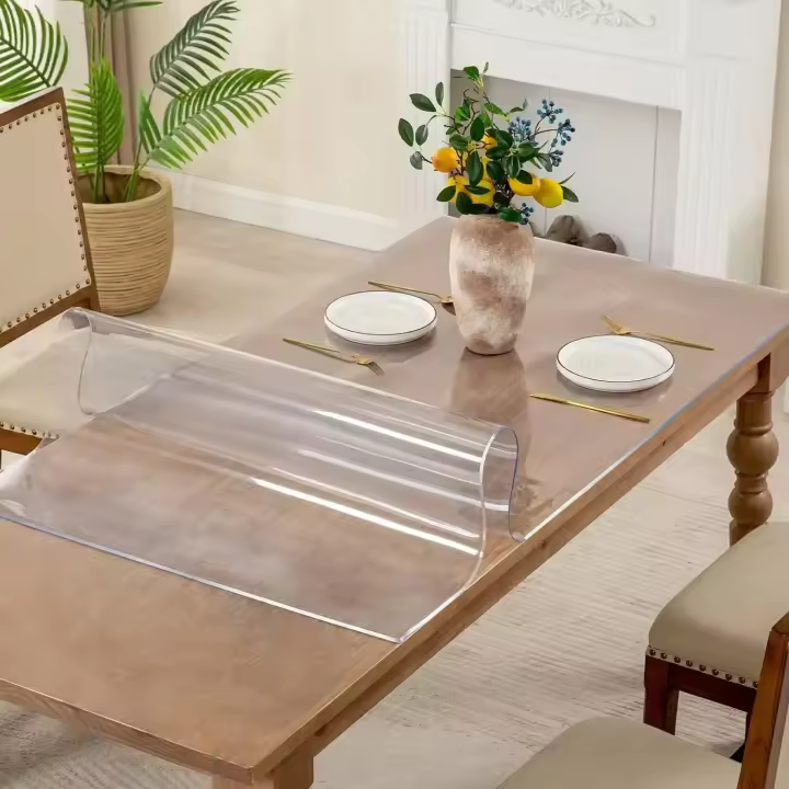 Cubierta de mesa de PVC transparente versátil y elegante, perfecta para reuniones casuales y formales - 1
