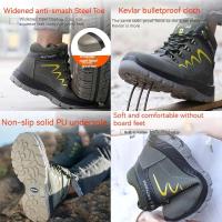 Botas con punta de acero para hombre, zapatos de trabajo indestructibles a prueba de taladros y golpes, botas de seguridad de invierno - details 5