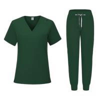 Muchos colores, conjuntos de uniformes para enfermería con cuello en V para mujer, uniforme médico morado menta, pantalones de pierna para correr, conjuntos de enfermeras médicas - details 9