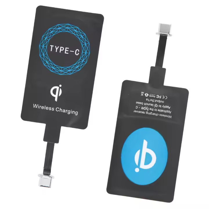 Paquete de 2 adaptadores Qi de receptor de carga inalámbrico USB C ultradelgado para teléfonos sin necesidad de Qi incorporado - 1