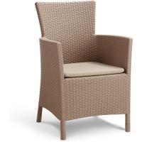 Sillón de jardín para exterior e interior con cojín incluido, Resina con acabado de ratán plano, Color Blanco - details 3