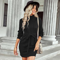 Vestido de mujer de punto cruzado con cuello alto y ence, bordado en las nalgas - details 4