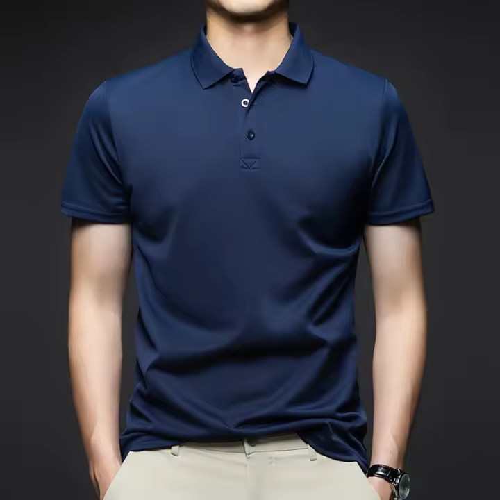 Polo de manga corta para hombre, camiseta transpirable y cómoda con cuello vuelto, color sólido, a la moda, novedad de verano - 1