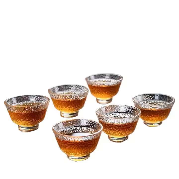 Paquete de 6 vasos transparentes resistentes a los tropicos pequeños para uso doméstico, juego de Kung Fu engrosado, taza de degustación de té de flores - 1