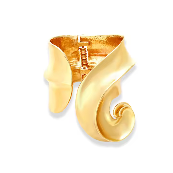 Pulsera de cara ancha tejida chapada en oro, pulsera de metal pesado - 1