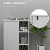 Columna Auxiliar Puerta 3 Estantes Abiertos Antivuelco Estilo Morno 53x30x80 cm Blanco - details 2