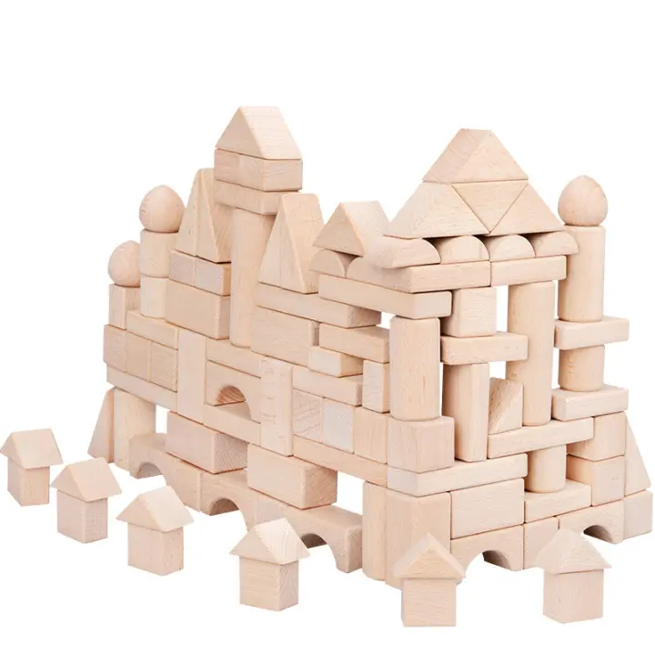 Bloques de construcción de troncos grandes de madera para niños, tableta barreled, ensamblaje, regalo creativo, 100 - 1