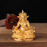 Dios amarillo de la riqueza, exquisita imitación de latón, chapado en oro de Nepal, estatua de Buda Bala tibetano tántrico, adorno para el hogar - details 4