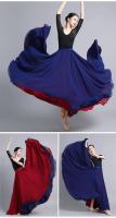 Falda baile gasa flamenca para mujer, faldas largas Color sólido 720 grados, ropa práctica bailarina, falda de estilo chino con - details 11