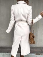 Chaqueta de lana elegante para mujer, Color sólido, manga larga, con vendaje, moda de invierno 2022 - details 8