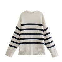 Suéter suelto de punto a rayas para mujer, jersey de manga larga con cuello redondo, ropa de calle informal, Otoño e Invierno - details 6