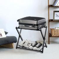 Equipaje de Almacenamiento Plegable de 2 Pisos Soporte para 2 Maletas Negro 68x44x57cm Paquete - details 1