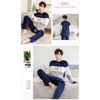 Pijama Caliente Para Hombre Otoño Invierno Coral polar Manga Larga Tejido Suave Confor Para Dormir Ropa Casera Joven - details 6