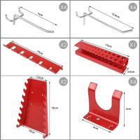Organizador de pared de tablero de clavijas de metal de 120x60 cm con ganchos, kit de 17 piezas, contenedores de almacenamiento para garaje y organizador de herramientas de panel de tablero de clavijas. - details 5