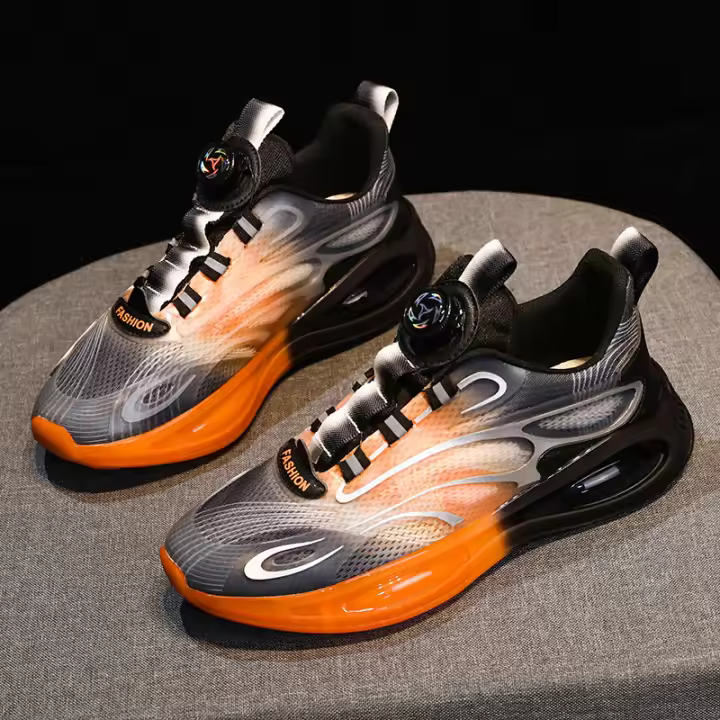 Botón giratorio de otoño para hombre, malla transpirable, versátil, informal, palomitas de maíz, amortiguador de aire, zapatos deportivos de moda para papá - 1