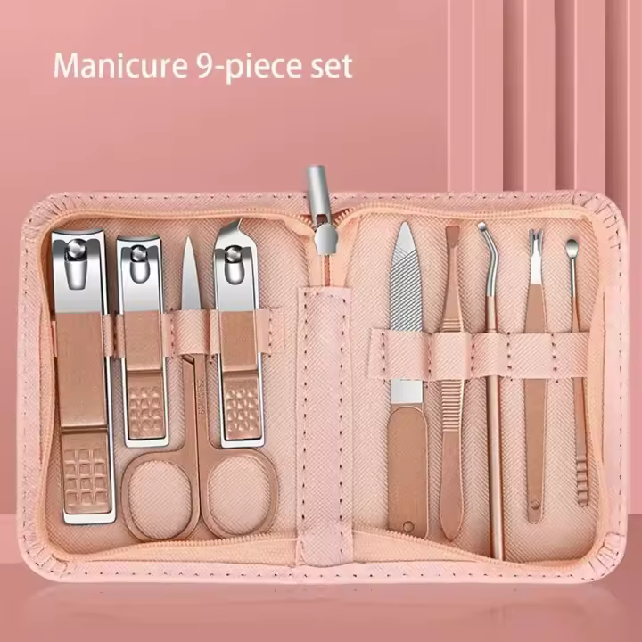 Juego de cuchillos para uñas de regalo, cortaúñas para el hogar, cortaúñas para hombres y mujeres, juego completo de herramientas de tijeras para pies, 9 Uds. - 1