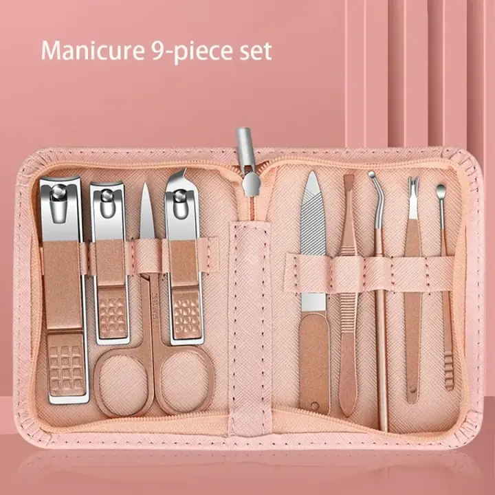 Juego de cuchillos para uñas de regalo, cortaúñas para el hogar, cortaúñas para hombres y mujeres, juego completo de herramientas de tijeras para pies, 9 Uds. - 1