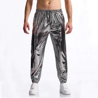 Modo Superficie brillante estampage à chaud hommes pantalons décontractés Harajuku Hip Hop Disco danse Streetwear cordon discothèque pantalon - details 14