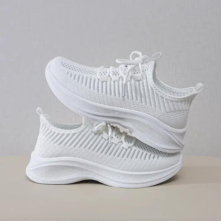 Zapatillas de deporte a la moda para mujer, zapatos informales de malla transpirable con tejido de mosca, suela suave hueca, para exteriores - 1