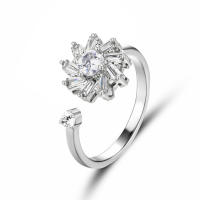 Anillo giratorio de flor de molino de viento con copos de nieve de circonio de cristal a la moda para mujeres y niñas, joyería para fiesta, regalo antiestrés - details 10