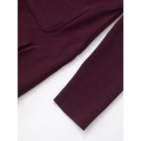 Vestidos cortos de punto plisados ​​con dobladillo para mujer, minivestido de manga larga con cuello redondo y bolsillos, Otoño e Invierno - details 6