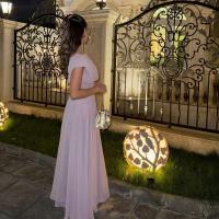 Elegante Vestido de Pliegues Grande Cuello en V Cintura Alta Manga Larga - details 8