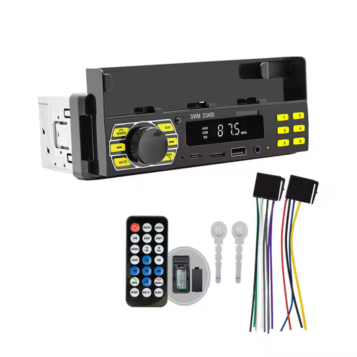 Reproductor MP3 con Bluetooth para coche, dispositivo con carga tipo C, Radio FM, aplicación remota, reproductor Multimedia con soporte para teléfono, localización de tarjeta TF - 1