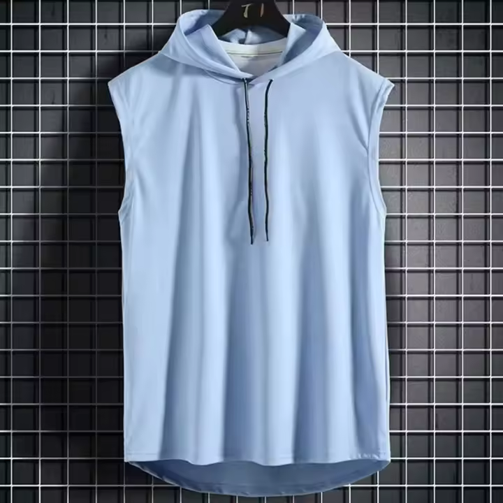 Ropa de verano de talla grande para hombre, camisetas sin mangas, sudadera, camisetas sin mangas, chaleco con capucha, camiseta de entrenamiento para Fitness, chaleco de entrenamiento de Hip Hop - 1