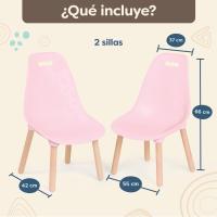 Juego de Sillas Infantiles Modernas de Siglo XX Estilo Rosa y Madera Natural Fácil de Ensamblar - details 3