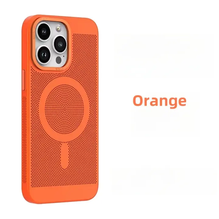 Funda de teléfono Magsafe de lujo fresca A prueba de golpes magnético con disipación de calor de malla para iPhone 16, 15, 14, 13, 12, 11 Pro Max Plus - 1