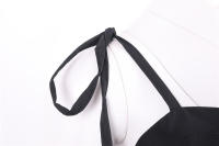 Strapless women summer solid slim a-line midi party dress - details 20