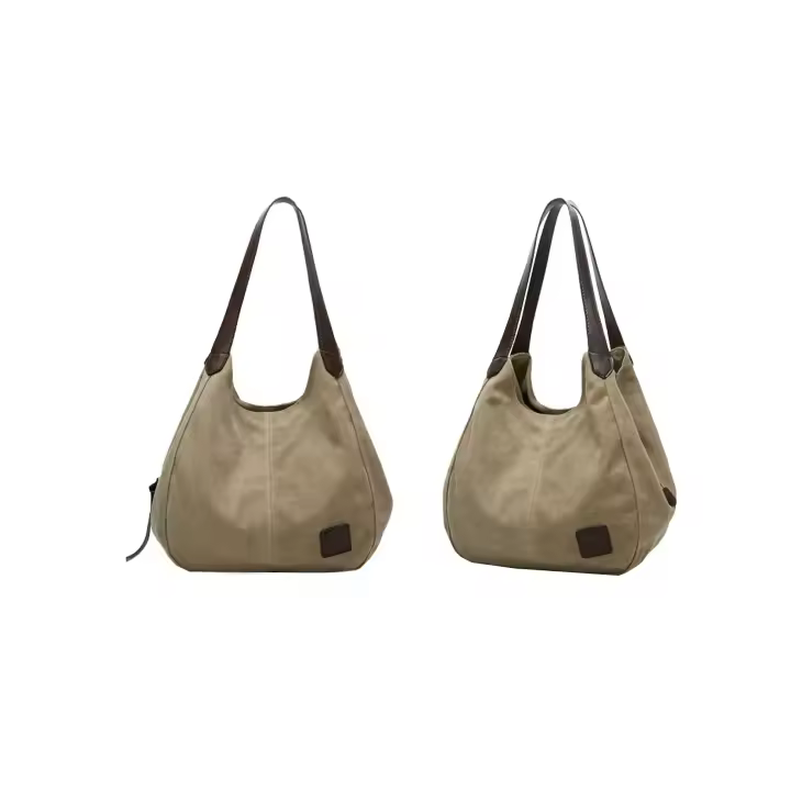 Bolso de Lona para Mujer Triángulo Tamaño Mediano con Bolsillo Interior y Cierre de Cremallera - 1