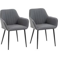Pack de 2 Sillas de Comedor Sillas Decorativas Tapizadas en Lino Sillas de Cocina con Respaldo Reposabrazos y Patas de Metal para Salón 59,5x56,5x81 cm - details 10