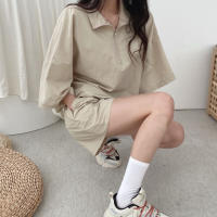Conjunto de dos piezas de pantalones cortos de manga corta con cremallera y cuello alto para mujer 2025 nuevo conjunto de ropa deportiva casual de moda de verano. - details 38