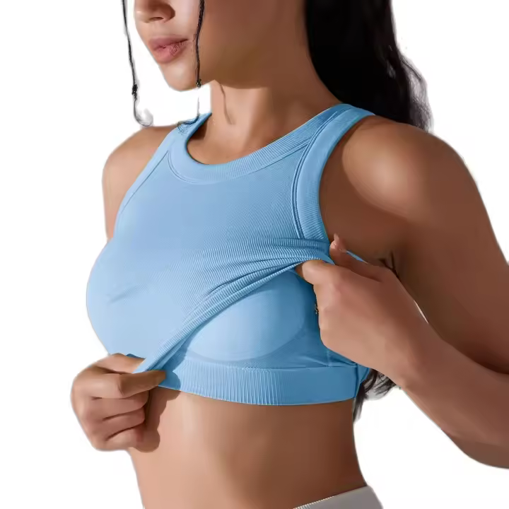 Nessaj-Chaleco deportivo sin costuras con almohadilla para mujer, sujetador de yoga, top corto de entrenamiento para fitness, gimnasio diario, correr, chaleco a prueba de golpes, sujetador elástico alto - 1