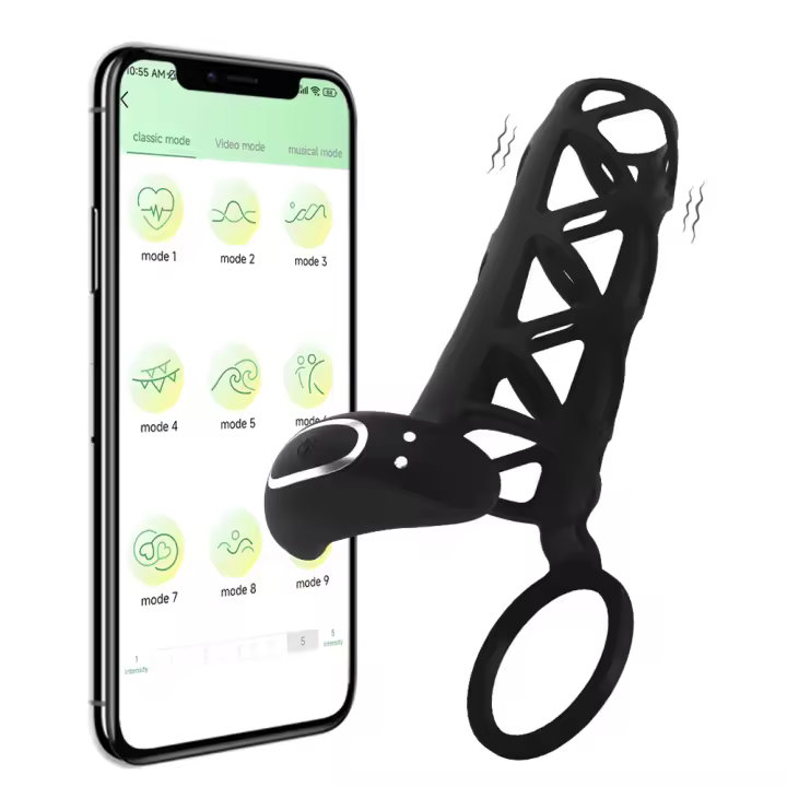 Anillo de Pacio Vibrador Controlado por APP Silicona para Pene y Testículos - 1