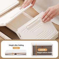 Caja de almacenamiento de plástico plegable, gruesa y duradera, transparente, apilable con tapas y ruedas, para dormitorios, salas de estar, coche - details 3
