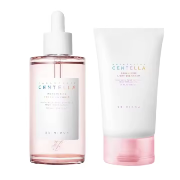 SKIN1004 Paquete de ampolla fresca de Centella de Madagascar de 100 ml y crema de gel ligera poremizante de 75 ml - 1