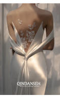 Satén francés ligero 2025 nuevo diseño de nicho de cola de novia, vestido de novia blanco estilo bosque dulce con borde trasero - details 8