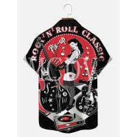 Camisa de manga corta hawaiana transpirable informal con estampado Rockabilly Vintage Rocker Rock N Roll para hombre - details 17