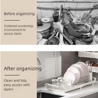 Escurridor de platos extensible de gran capacidad, soporte de almacenamiento de utensilios para ahorrar espacio, organizador de vajilla, escurridor de platos de diseño hueco - details 3