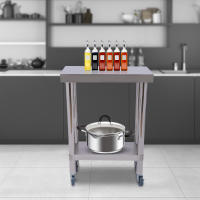 Mesa de Trabajo de Acero Inoxidable 23.6*17.7 Con Escritorio Inferior 4 Ruedas - details 10