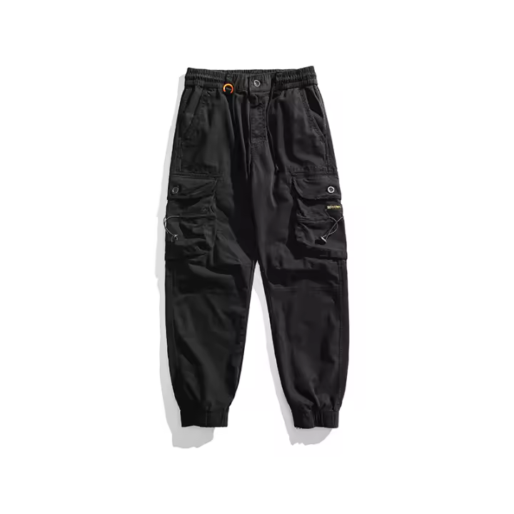 Pantalones Cargo de Moda para Hombres 2025 Estilo Callejero Holgados con Cordón Material de Algodón - 1