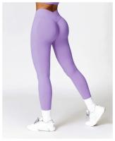 Mallas de Yoga para mujer, pantalones deportivos sin costuras de cintura alta, con realce de caderas, para entrenamiento y correr - details 12