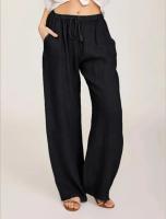 Pantalones de Lino de Algodón para Mujer Cintura Elástica, Bolsillo, Estilo Callejero - details 1